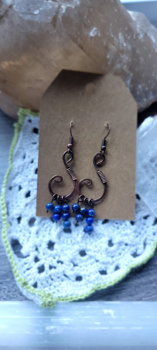 Lapis Lazuli Copper Wrapped Earrings