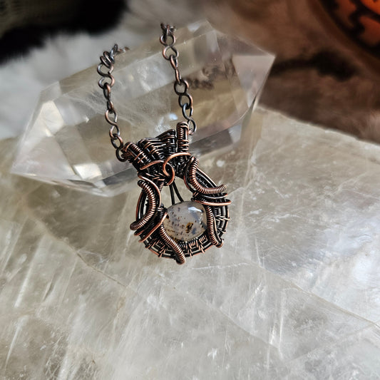 Wire Wrapped Montana Moss Agate in Copper