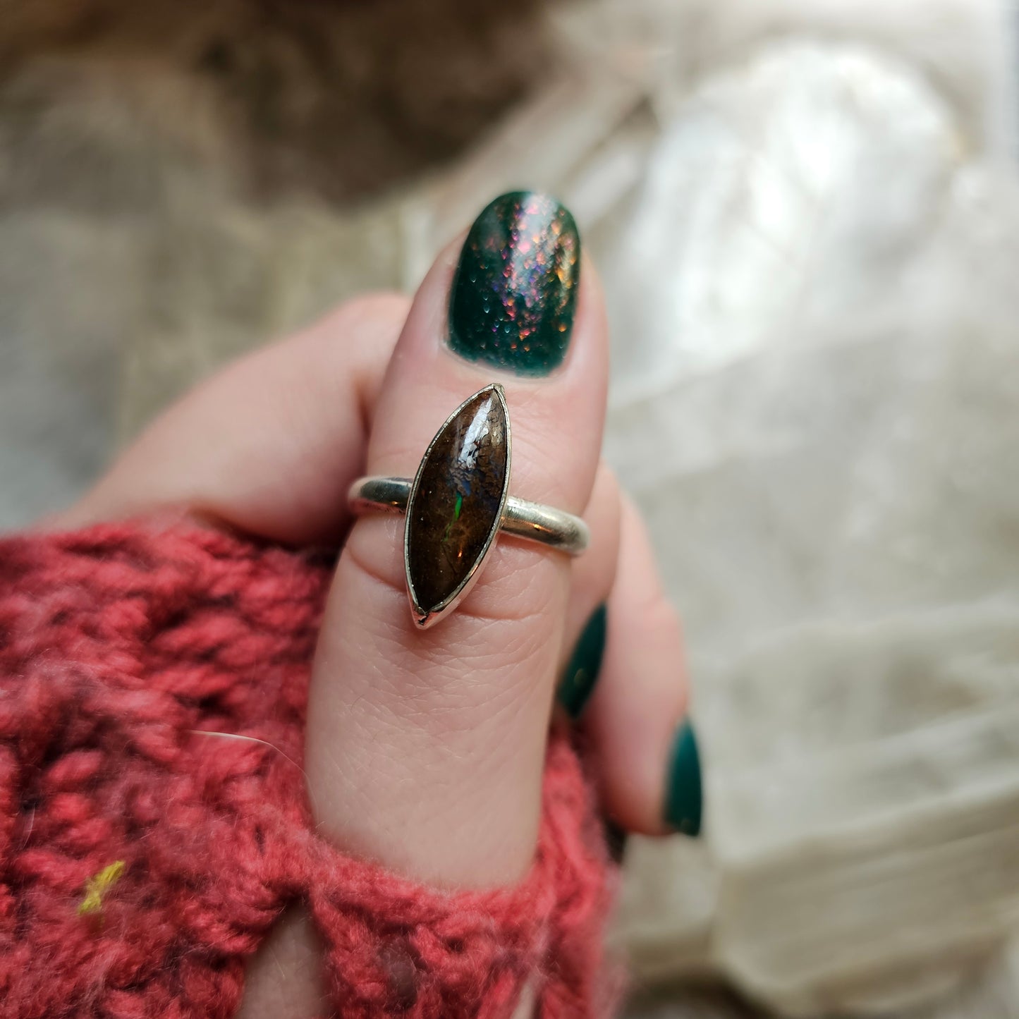 Australian Boulder Opal, Sterling Silver, Ring