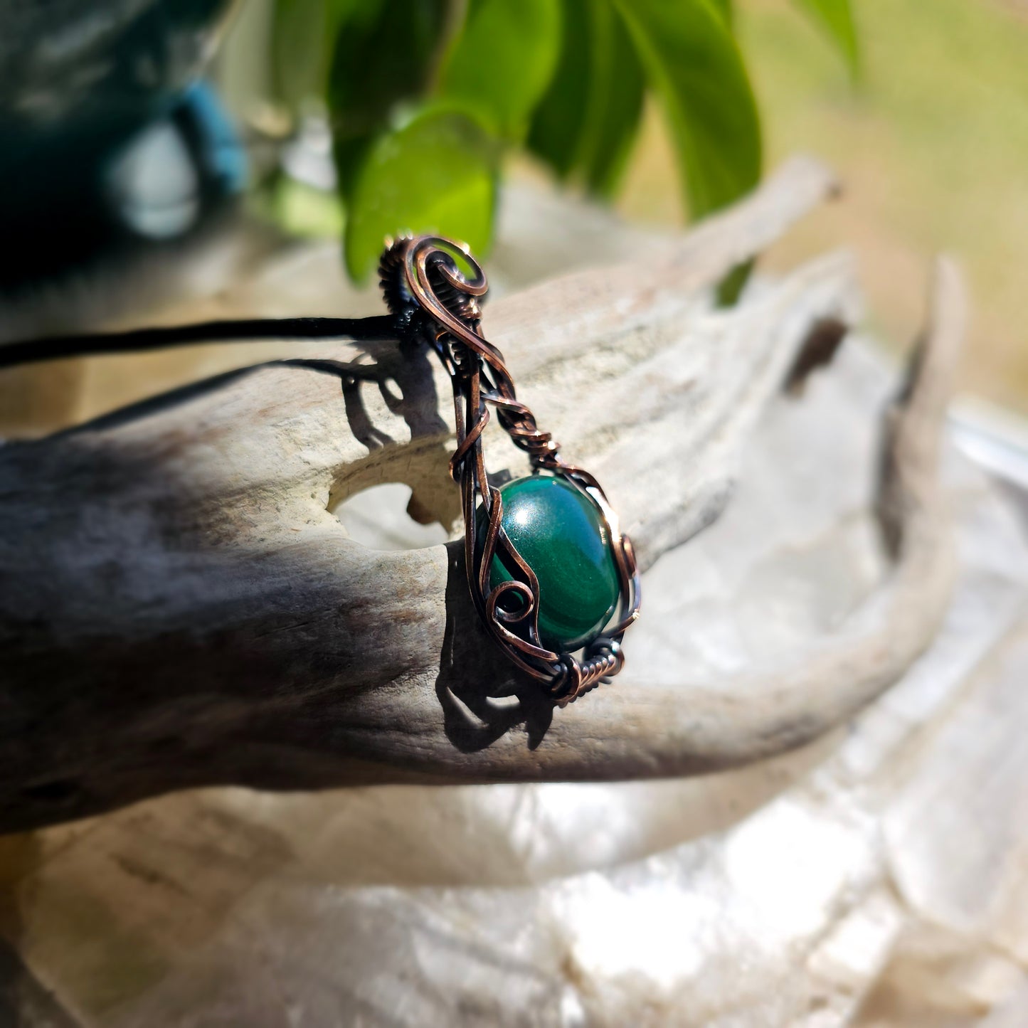 Malachite Copper Wire Wrapped Pendant