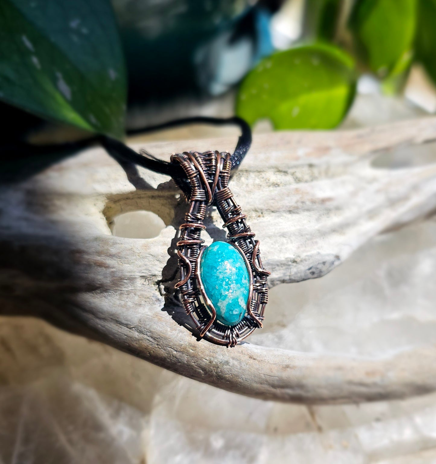 Amazonite Copper wrapped Pendant