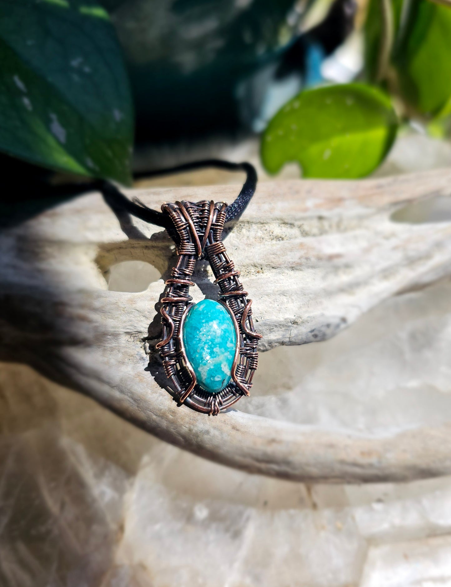 Amazonite Copper wrapped Pendant