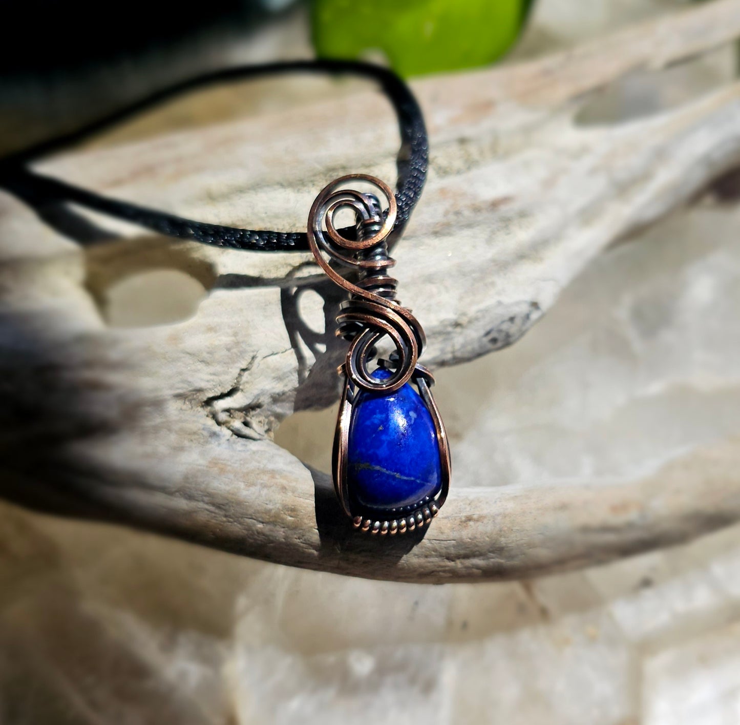 Lapis Lazuli Copper Wire Wrapped Pendant