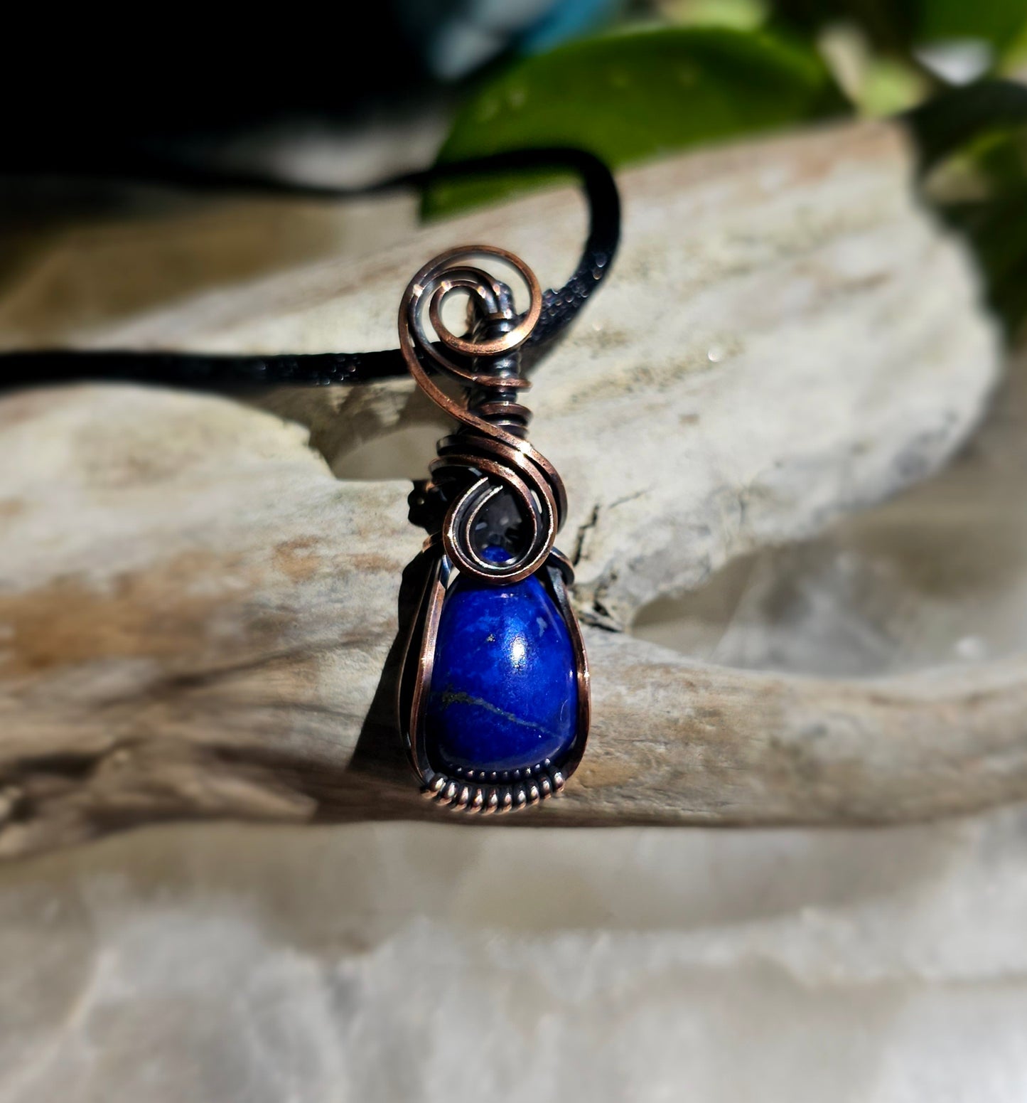 Lapis Lazuli Copper Wire Wrapped Pendant