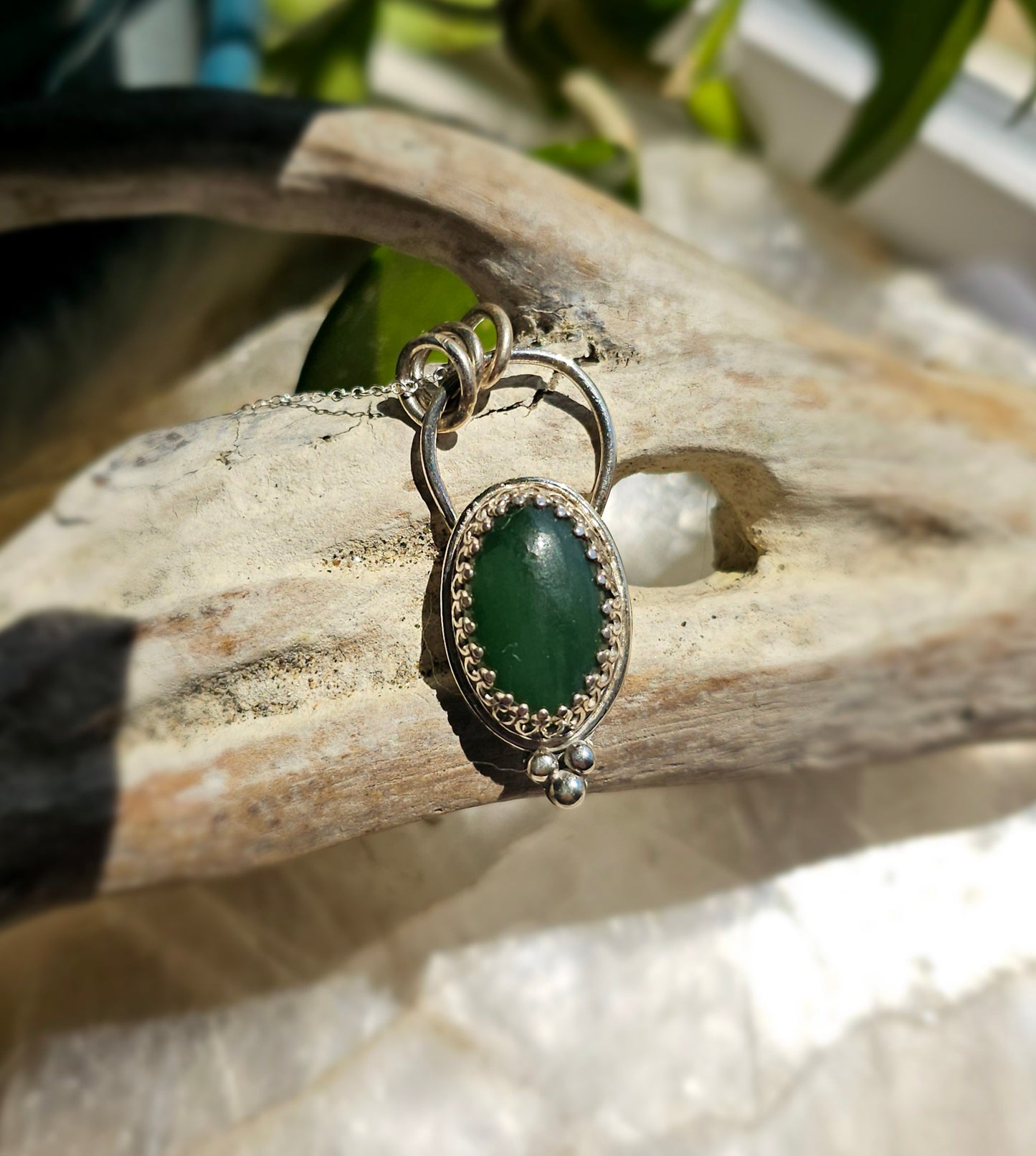 Sterling Silver Jade Pendant