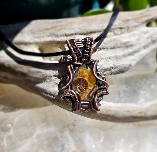 Copper wrapped Ammonite