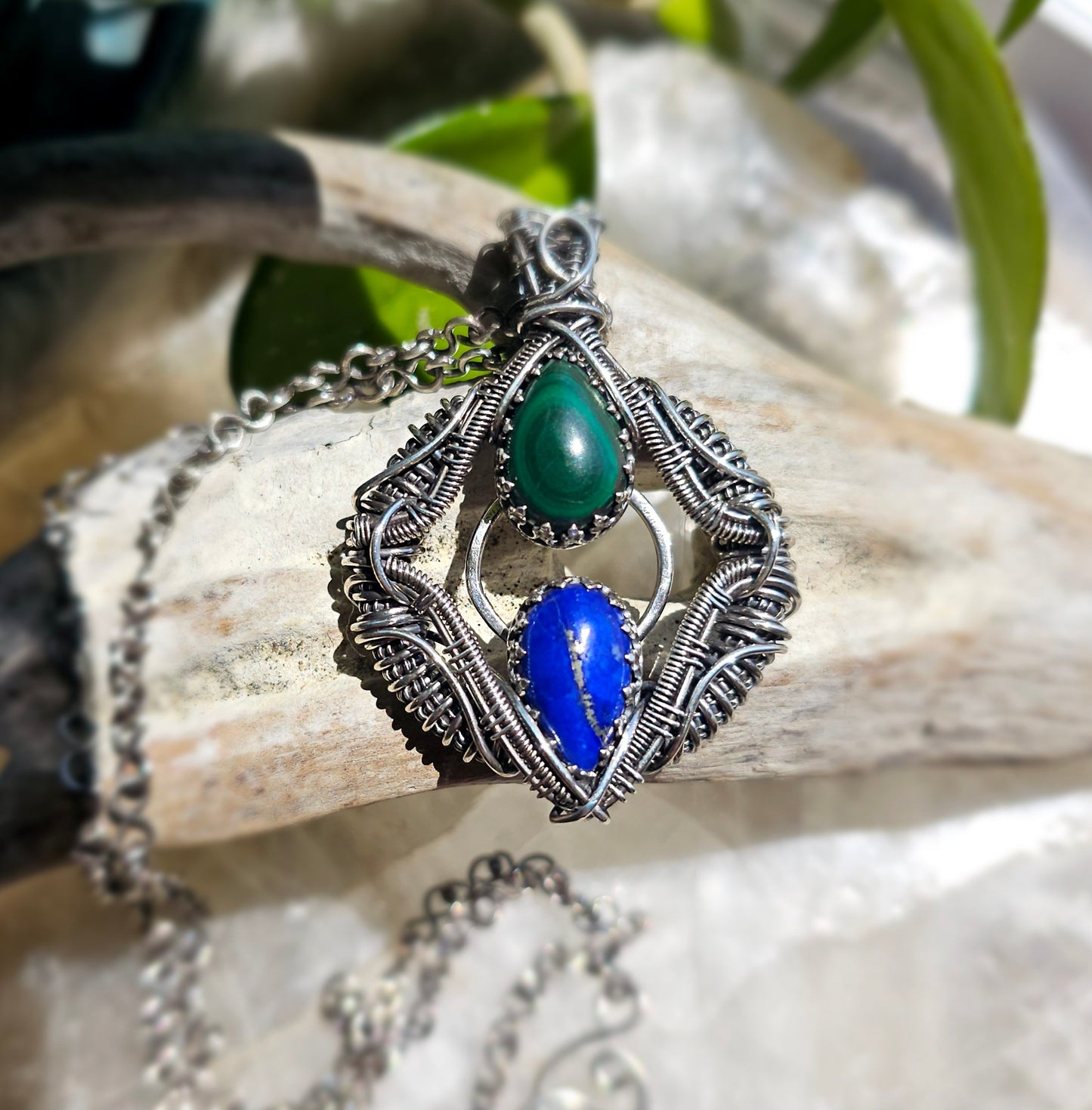 Lapis and Malachite Hybrid Pendant